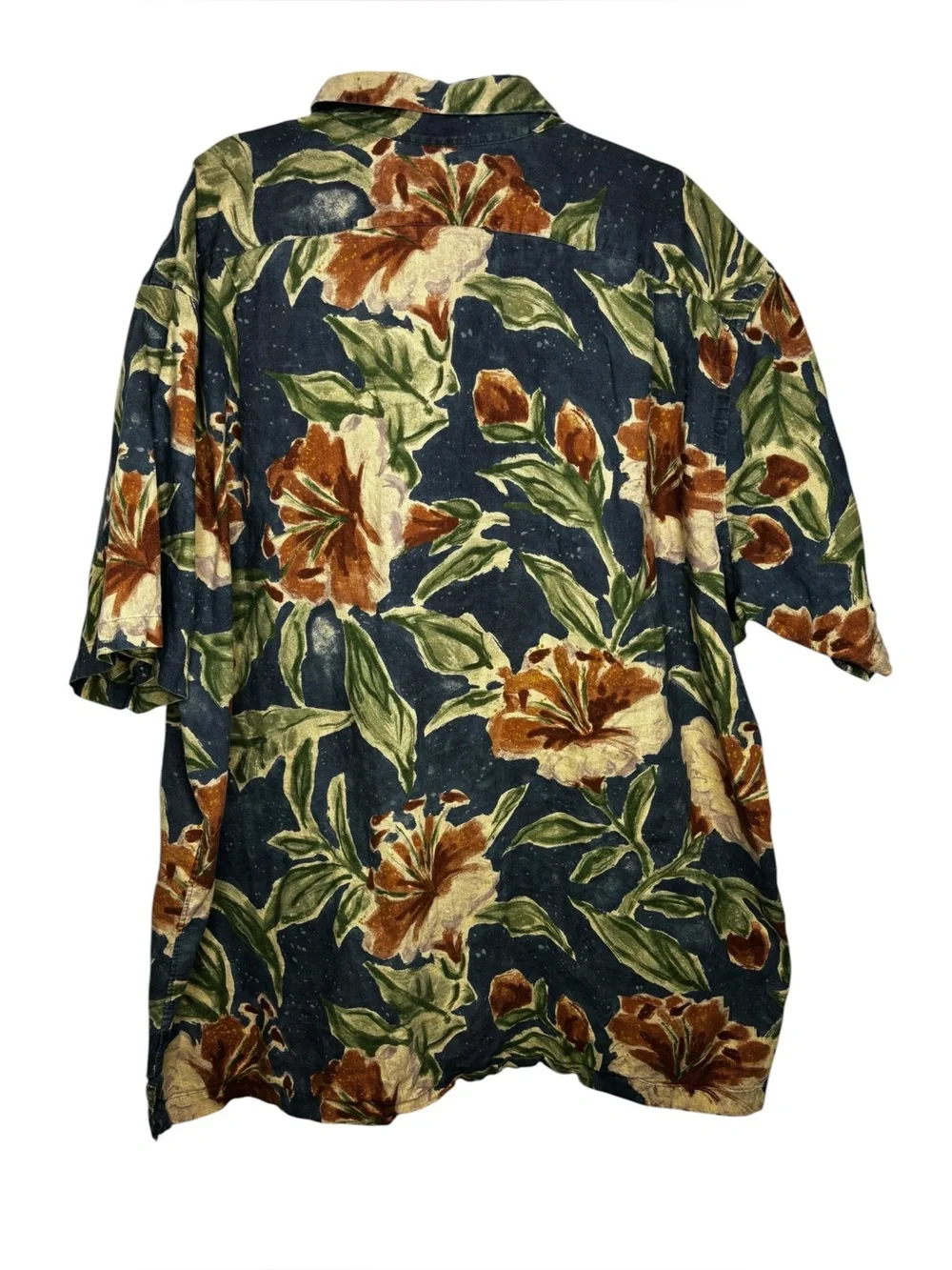 VTG Polo Ralph Lauren Hawaiian Shirt Mens Blue Floral Camp Linen Blend 2XLT
